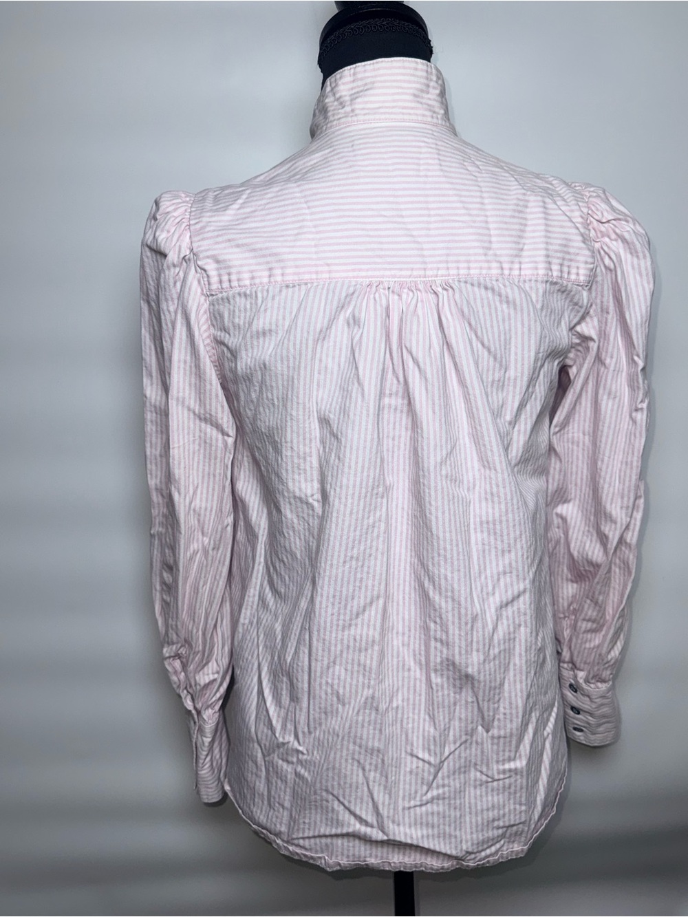 VTG Frontier Classics S Pink Stripe Puff Sleeve Prairie Western Cottagecore Top - Picture 7 of 8